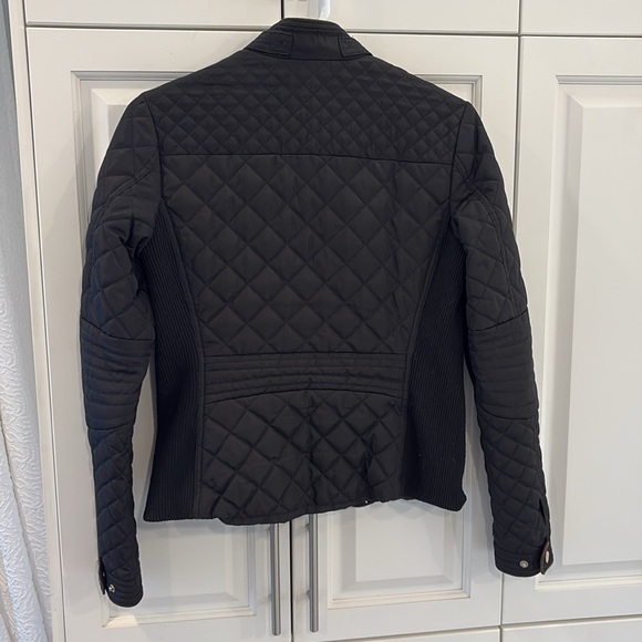 Suzy shier black jacket with gold color trim. Side pockets with zipper. - Picture 5 of 6